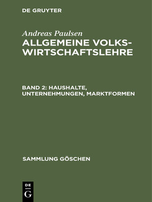 cover image of Haushalte, Unternehmungen, Marktformen